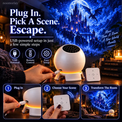 🐉🏰 Dragon Realm Immersive Projector – Transform Your Room into Castles, Enchanted Forests & Frozen Worlds ✨