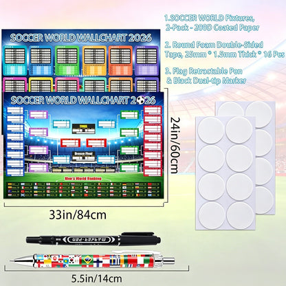 🔥Last Day: Buy 2 Get 1 Free - 🗓️ ⚽ 2026 World Cup Poster Set|Group Stage & Knockout Posters (23.6” x 35.4”)