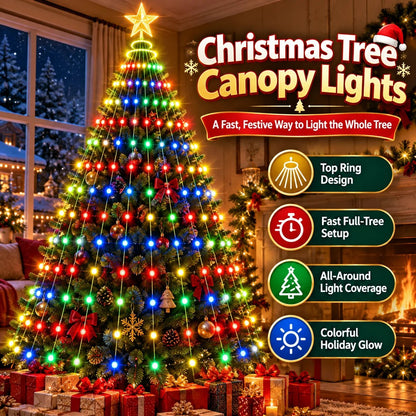 🎄 Christmas Tree Canopy Lights – Easy Full-Tree Holiday Light Display