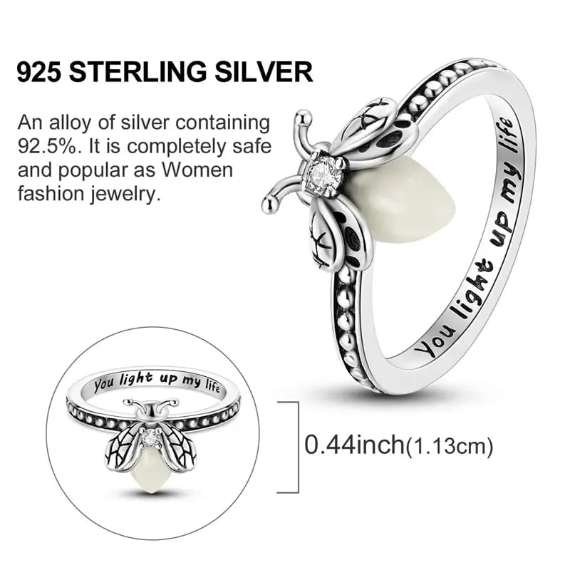 Firefly Glow Ring S925 Silver – Luminous Nature-Inspired Zircon Ring for Women