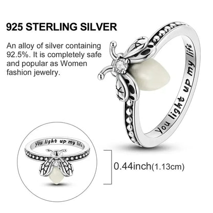 Firefly Glow Ring S925 Silver – Luminous Nature-Inspired Zircon Ring for Women