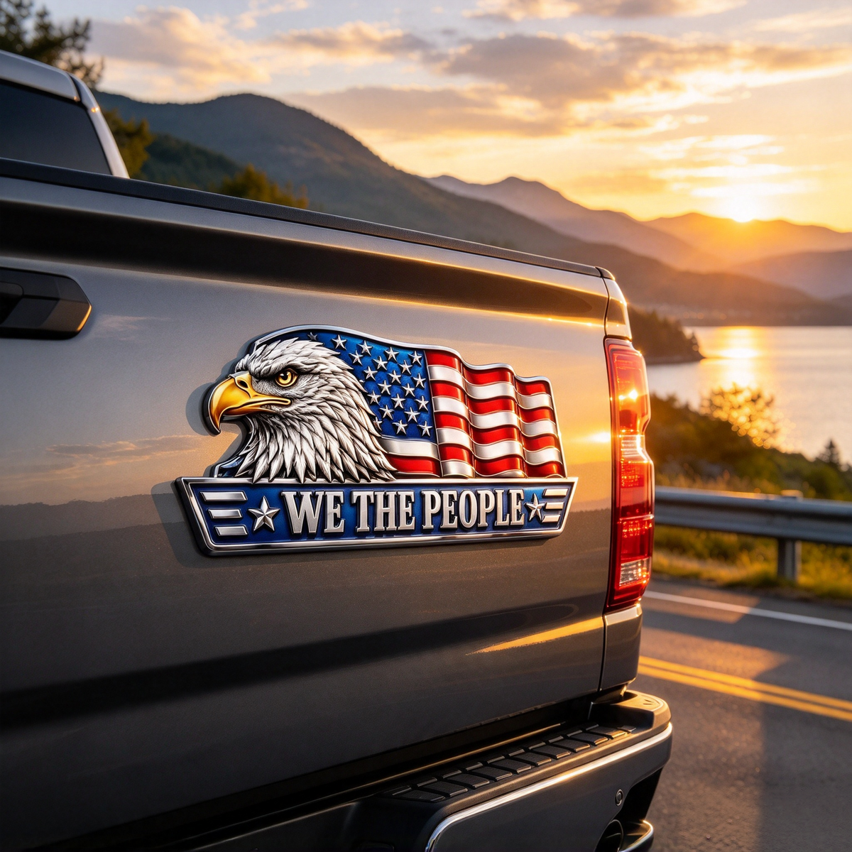 🇺🇸 'WE THE PEOPLE' Eagle & Flag Metal Car Emblem | A Statement of American Pride