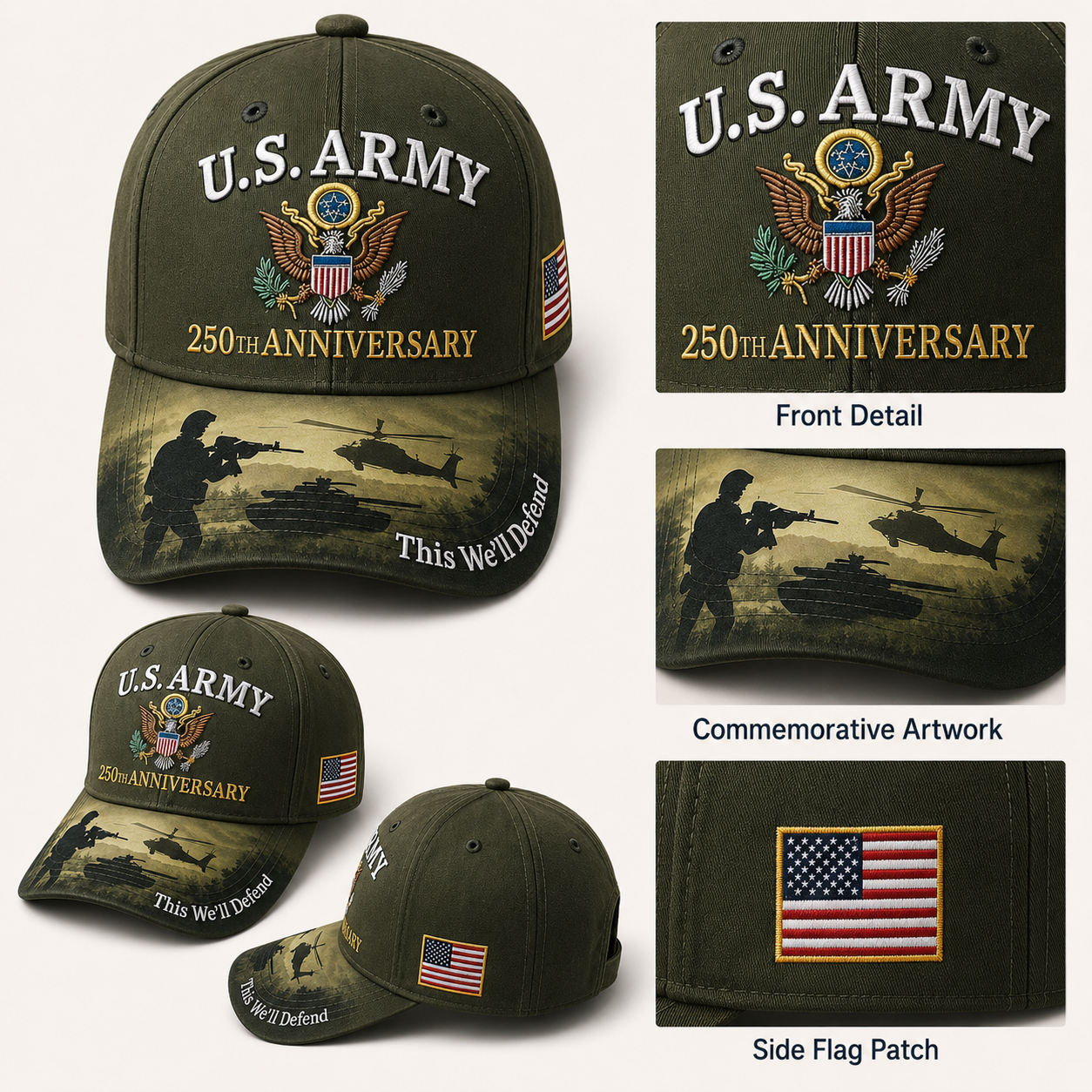 U.S. Army 250th Anniversary Commemorative Embroidered Cap 🇺🇸