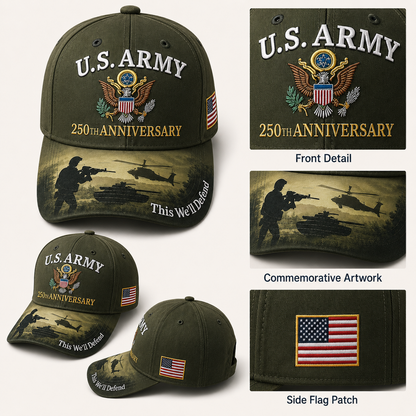 U.S. Army 250th Anniversary Commemorative Embroidered Cap 🇺🇸