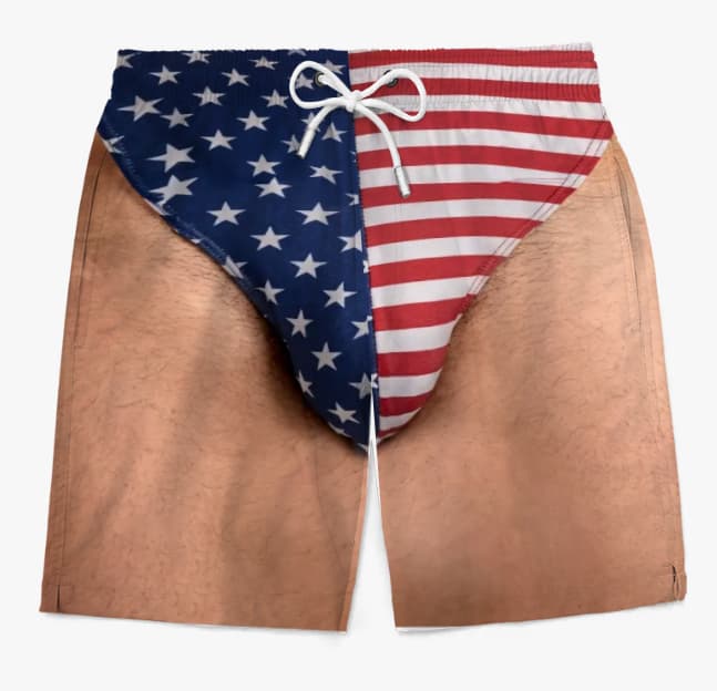 Custom Funny Patriotic Men Swim Trunks - Personalized Summer Vacation And Travel Gifts For Men - Freedom And Chill