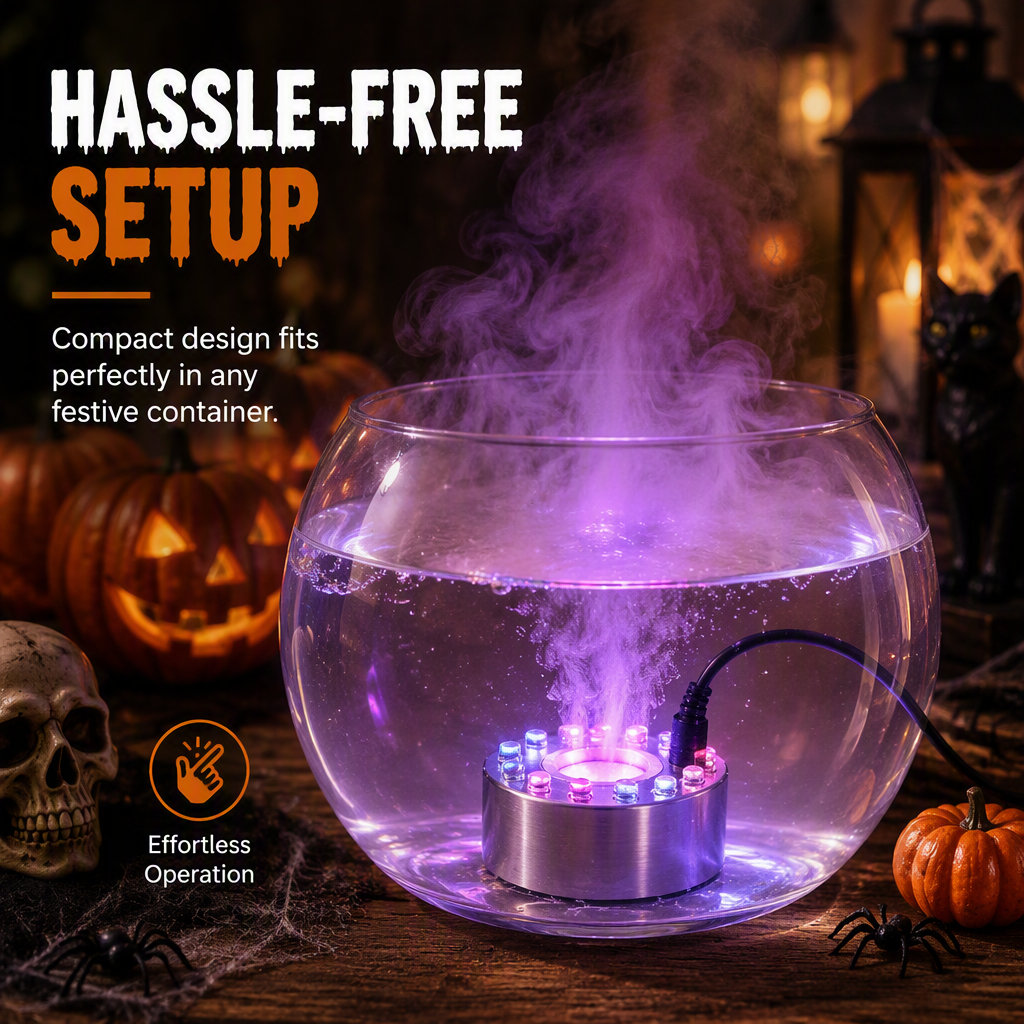 🌫️🌈 Mystic Water Fog Light – 12-LED Mist Effect for Fountains, Decor & Halloween
