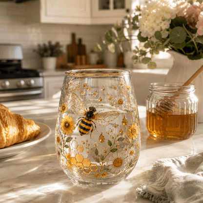 ☕🌸Hummingbird Flora Glass Cup