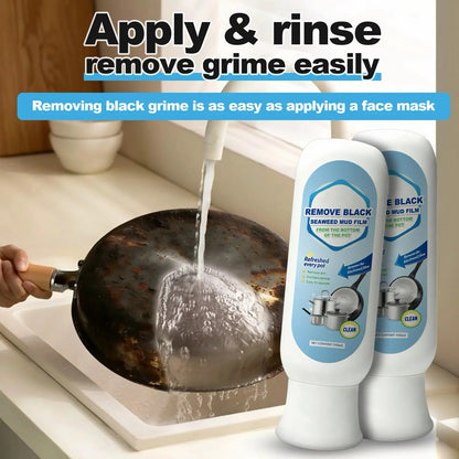 ⏰Burnt Residue Remover Mud Film - Dissolves Stubborn Carbonized Grease in 5 Mins, Non-Toxic & No Scrubbing Needed 🍳📦