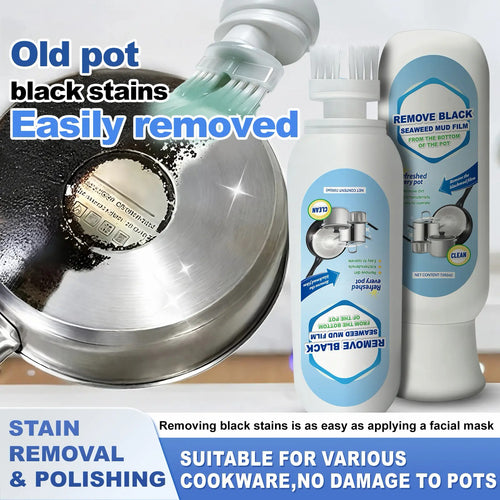 ⏰Burnt Residue Remover Mud Film - Dissolves Stubborn Carbonized Grease in 5 Mins, Non-Toxic & No Scrubbing Needed 🍳📦