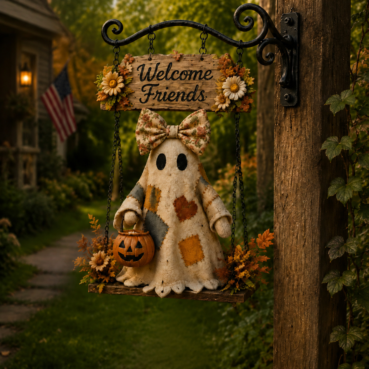 🔥Summer Sale 49% OFF🔥 - 👻 Halloween Ghost Welcome Hanging Porch Sign