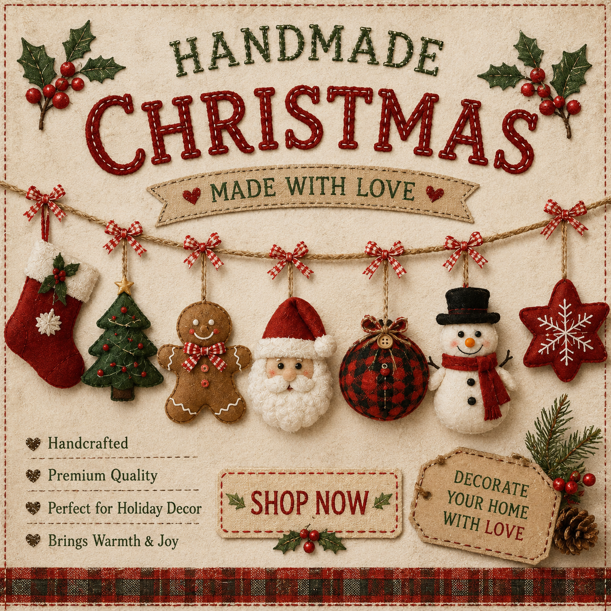 🎄✨Cozy Christmas Fabric Garland