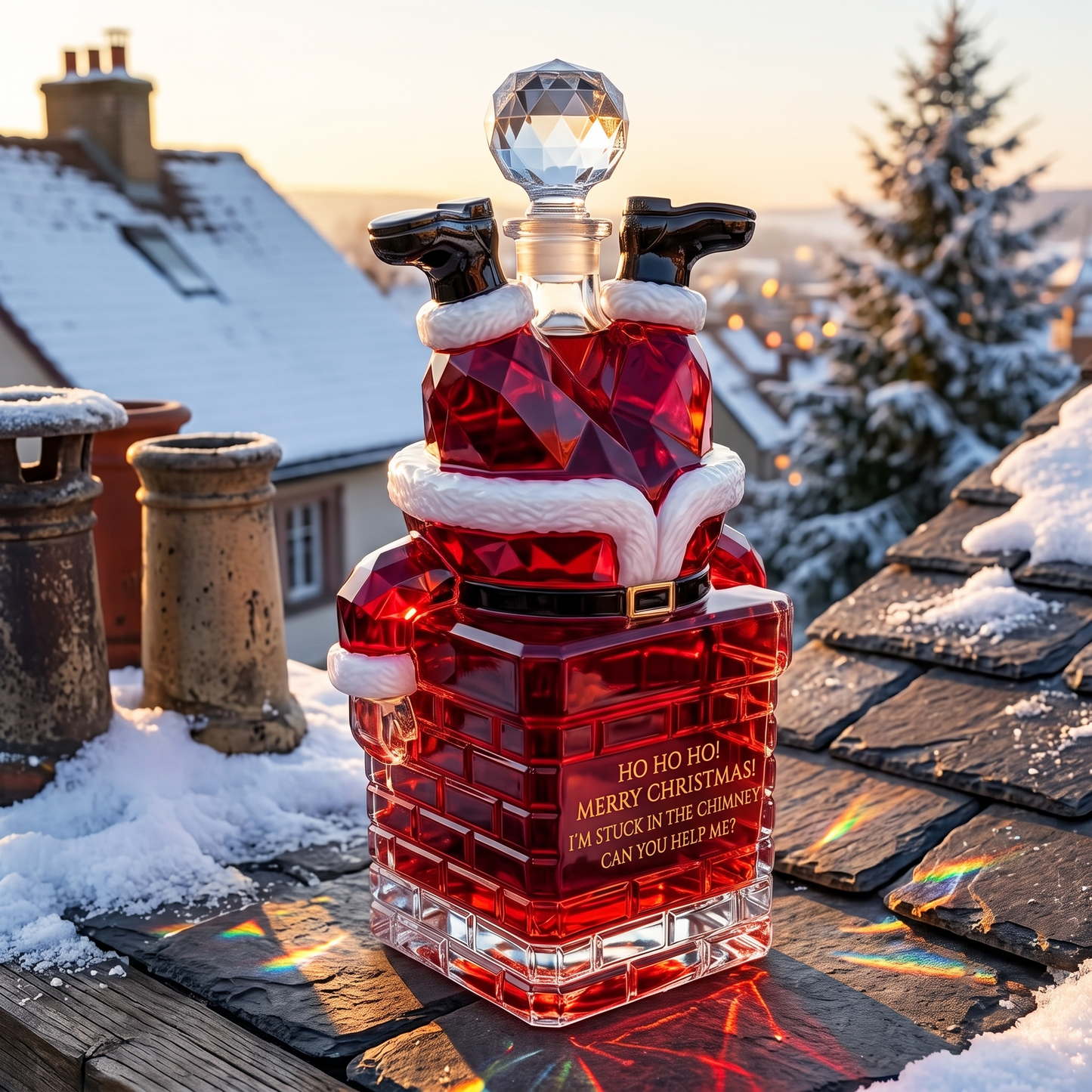 💥 Pre-order: 50% Off – Santa Stuck in the Chimney Whiskey Bottle