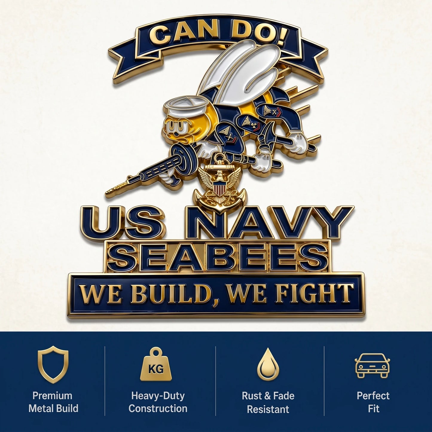 ⚓Last Day Promo: 49% OFF - 🐝US Navy Seabees Can Do! Car Emblem Metal Badge