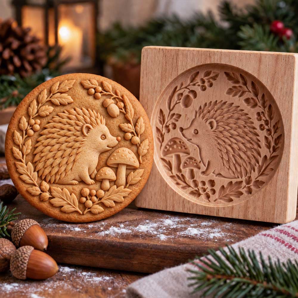 🍪 Woodland Animal Cookie Mold | 4.7-Inch Wooden Embossing Mold for Cozy Homemade Cookies