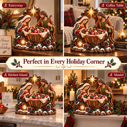 Nativity Blessing Bowl™ | Lighted Christmas Treat Bowl with Mary, Joseph & Bethlehem Star 🎄