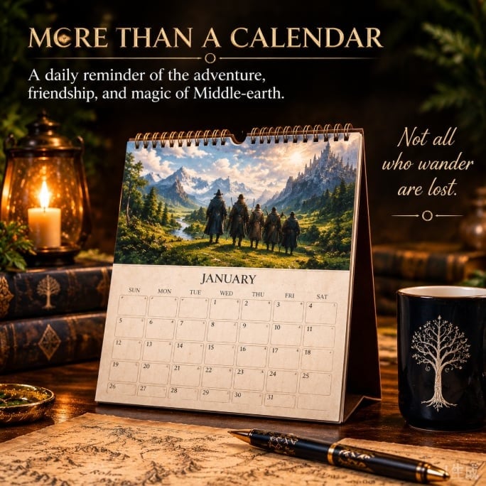 Fantasy calendar displayed with warm home decor