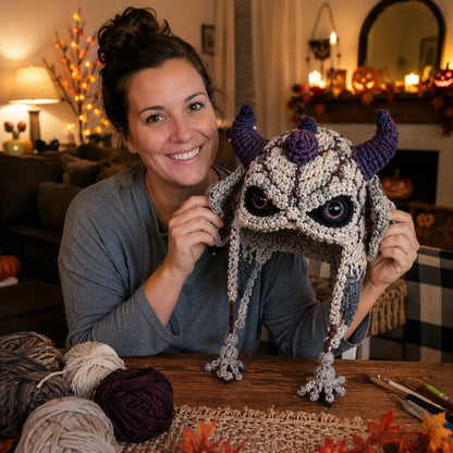? LAST DAY 49% OFF – ? Halloween Monster Hood DIY Crochet Kit | Premium Soft Yarn Materials with Step-by-Step Guide DIY Handmade Wearable Character Hood ??✨