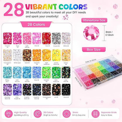 Glitter Rhinestone Bedazzling Kit - 19000Pcs Resin Jelly Rhinestones for Crafting