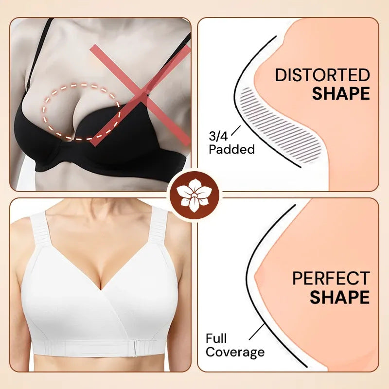 EaseWrap™ Front-Closure Wireless Comfort Bra – Adjustable Straps & Gentle Support