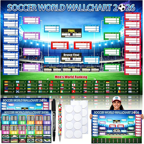🔥Last Day: Buy 2 Get 1 Free - 🗓️ ⚽ 2026 World Cup Poster Set|Group Stage & Knockout Posters (23.6” x 35.4”)