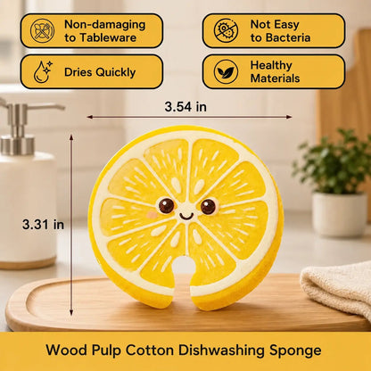 🍋🧽 Fruit Pop-Up Cleaning Sponges – 3-Piece Cellulose Kitchen Cleaning Set
