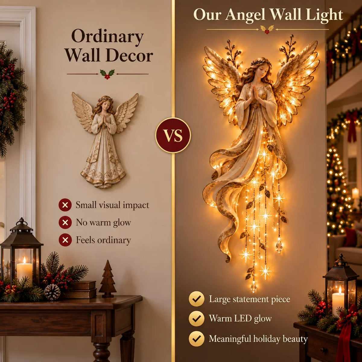 👼✨ Heavenly Angel Starfall Wall Light – Faith-Filled Christmas Glow & Blessing Decor