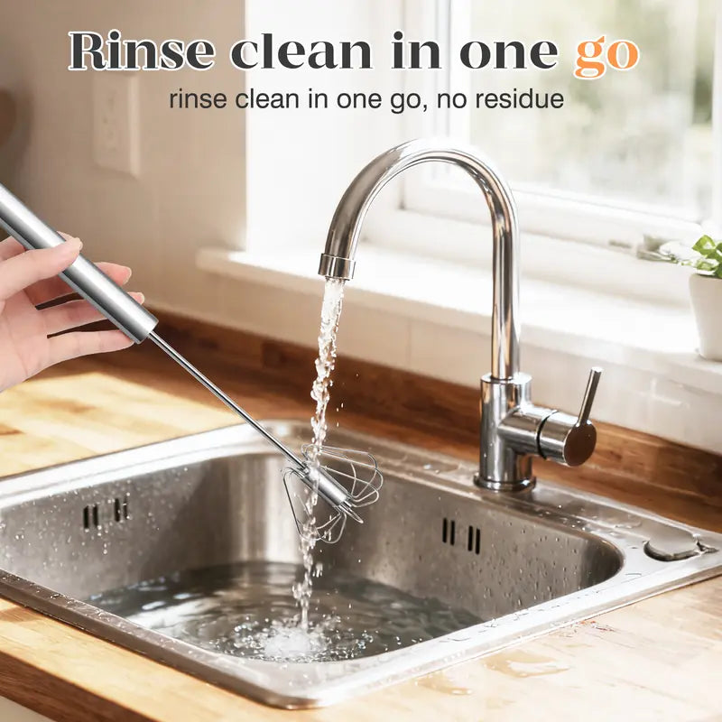 Stainless Steel Hand-Push Rotary Whisk – Effortless Mixing in Seconds