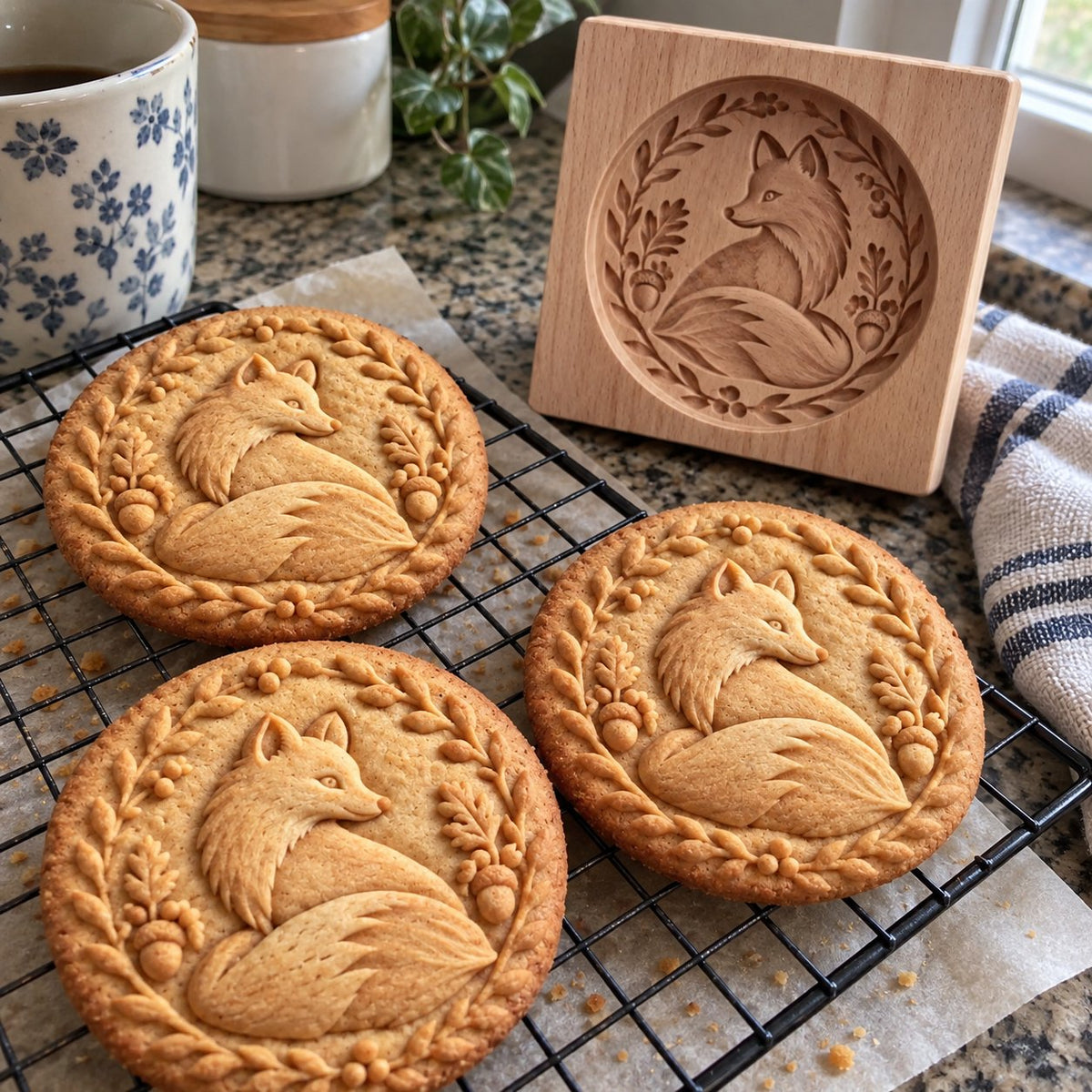 🍪 Woodland Animal Cookie Mold | 4.7-Inch Wooden Embossing Mold for Cozy Homemade Cookies