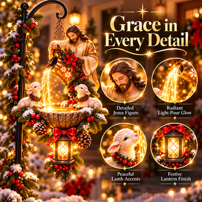 🔥Last Day 50% OFF-✝️ Jesus Blessing Hanging Fountain – Lighted Christian Christmas Garden Decor