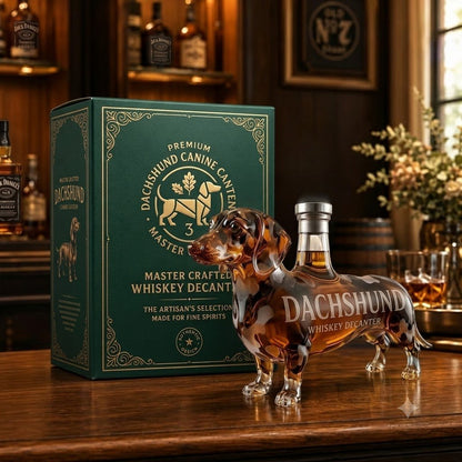 The Regal Doxie - Handmade Dachshund Shaped Glass Whiskey Decanter