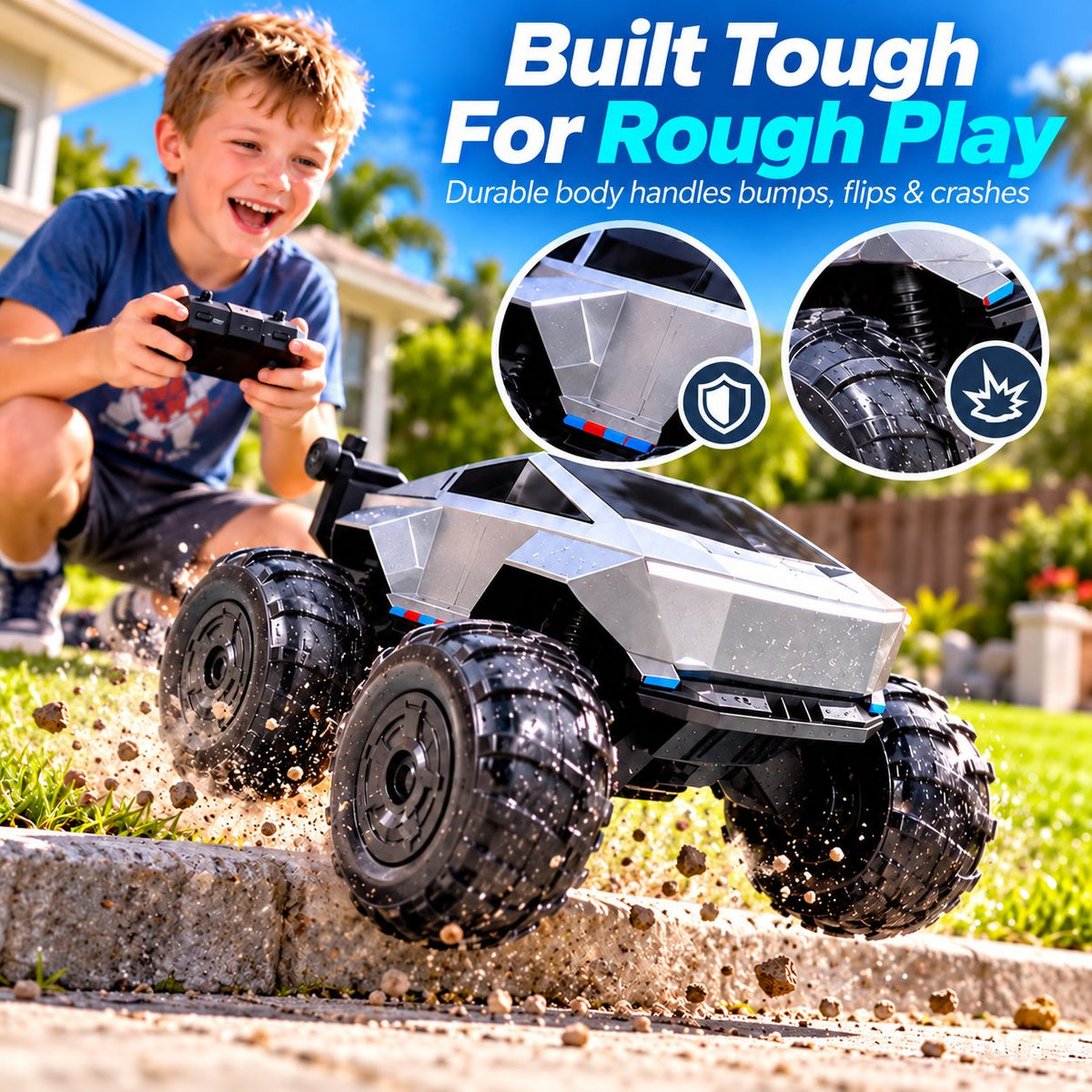 Cyberpunk Mecha Amphibious RC Stunt Car for Kids Outdoor Play, Pool & Beach Entertainment, Holiday Gift