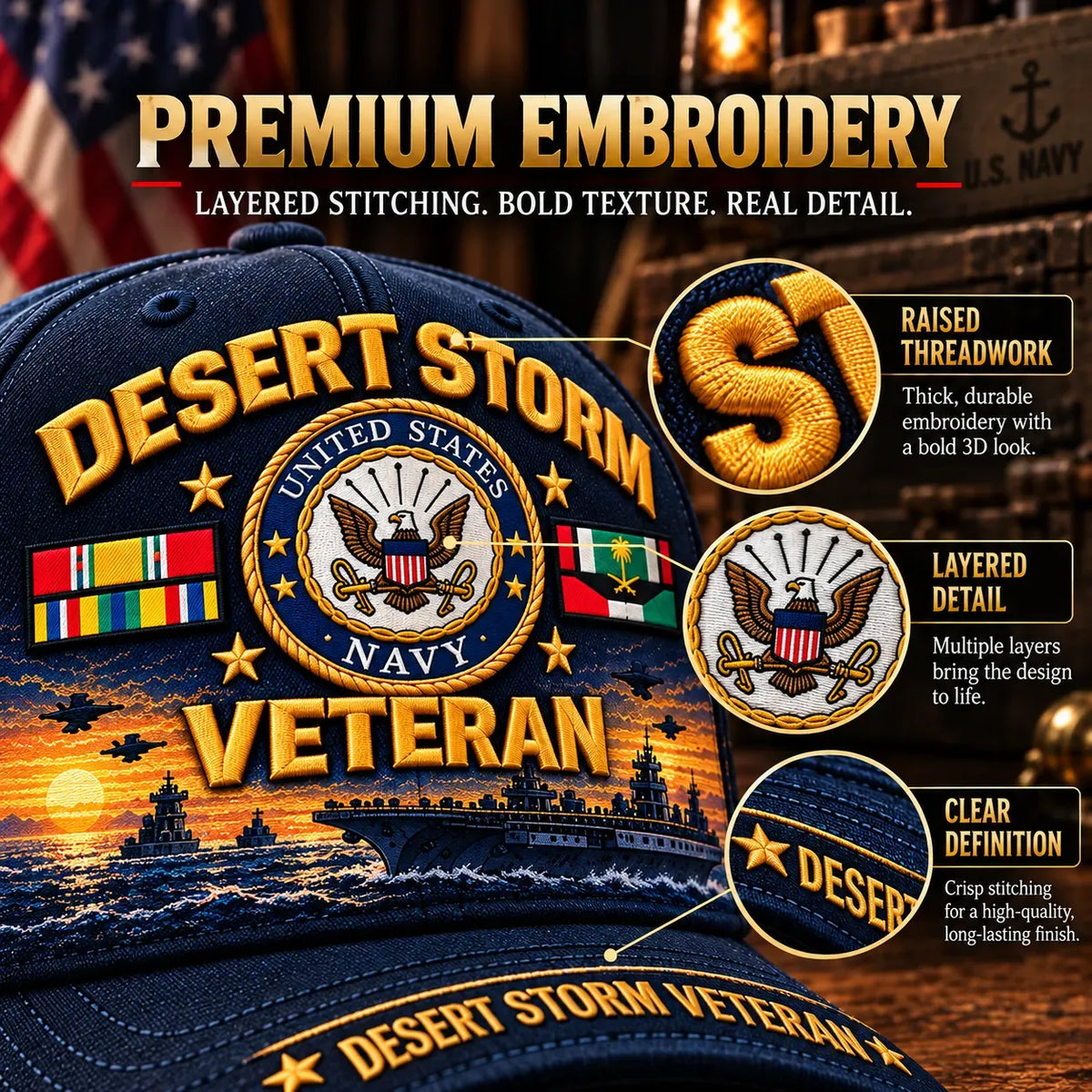 🎖️🇺🇸 Desert Storm 35th Anniversary Veteran Cap – Honoring Service, Brotherhood & Pride | 1991–2026