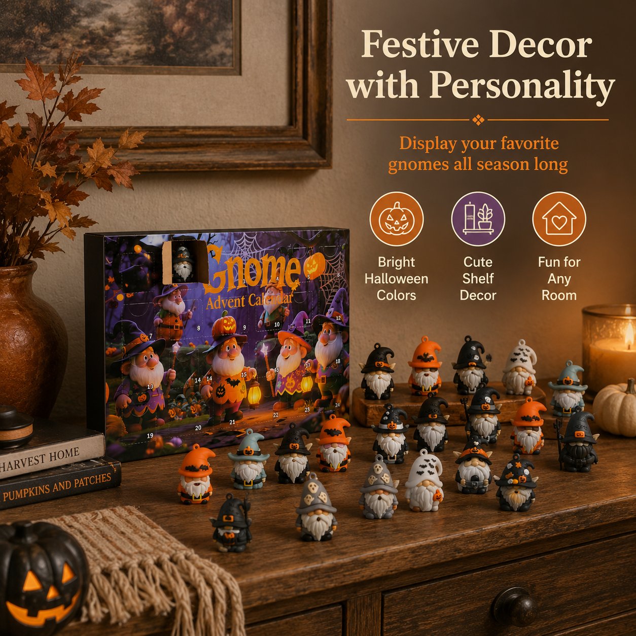 🎃✨ 24 Days of Halloween Gnome Surprise Figures Advent Calendar Box