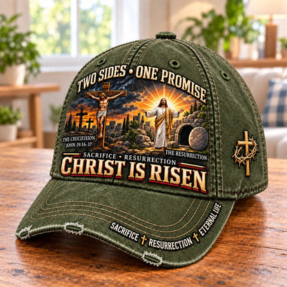Christ Is Risen Two Sides One Promise Baseball Cap