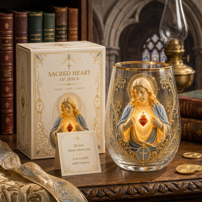 🙏✝️ Sacred Heart of Jesus Prayer Glass Cup