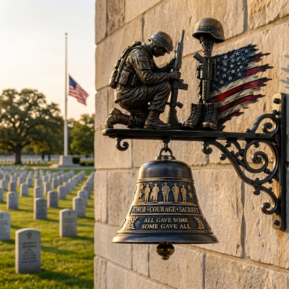 🇺🇸🔔 "Honor Courage Sacrifice" Fallen Soldier Wall Bell – A Timeless Tribute to America's Heroes