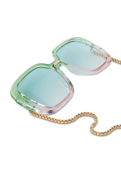 Jewelry-Inspired Statement Sunglasses with Crystal Pendant Chain