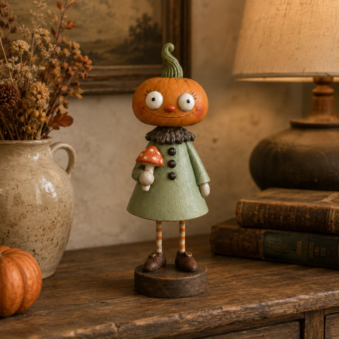Vintage pumpkin girl Halloween figurine