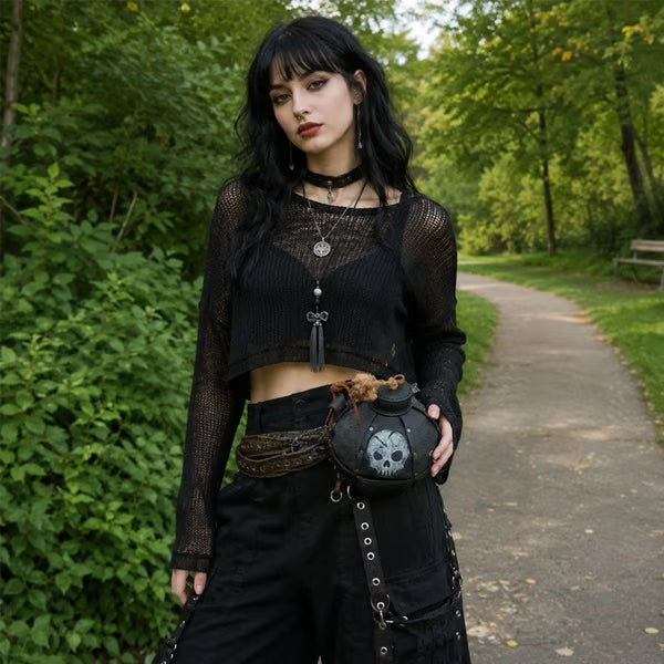 Gothic Pirate Skull Crossbody Bag