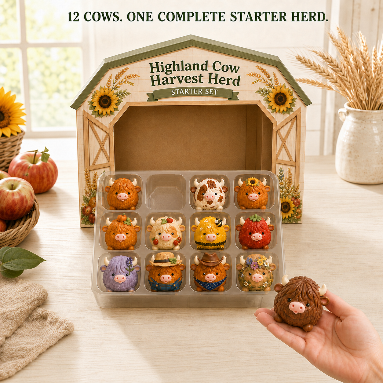 Highland Cow Harvest Herd Squishy Set
