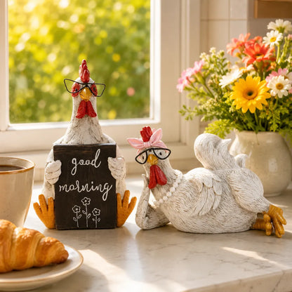 Funny Farmhouse Chicken Figurine Decor