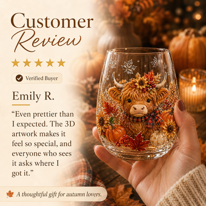 🍂✨Autumn Harvest 3D Glass Cup Gift Set – 6 Festive Designs