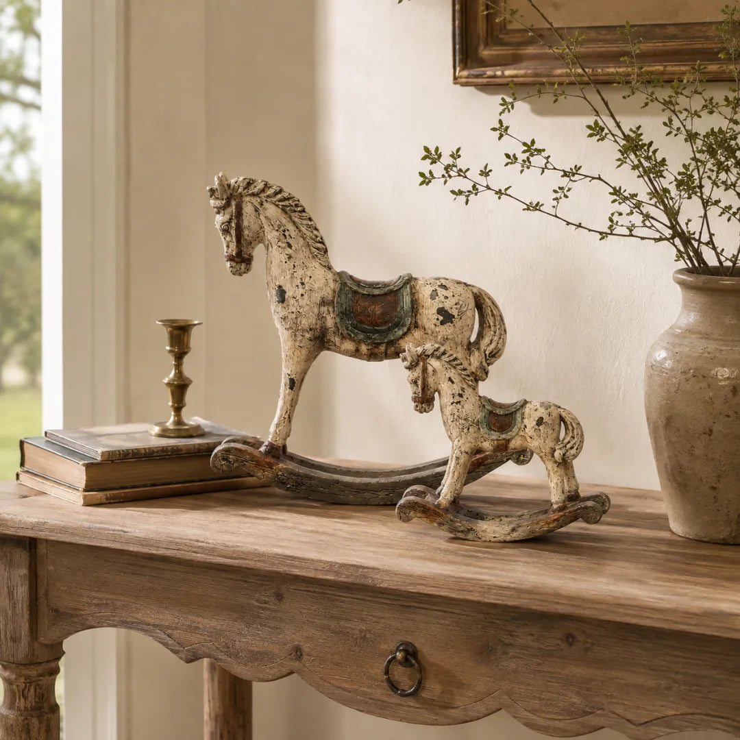 Vintage Distressed Rocking Horse Pair
