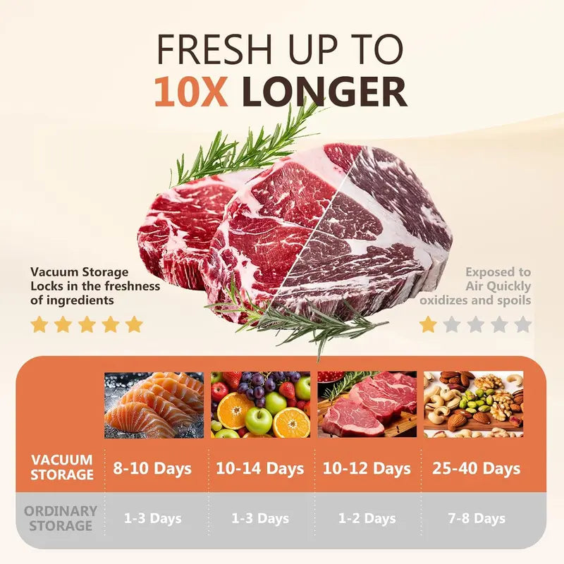🥩Food Vacuum Sealing Machine (Vacuum Sealing Machine + 30 Reusable Vacuum Bags) Powerful Handheld Type