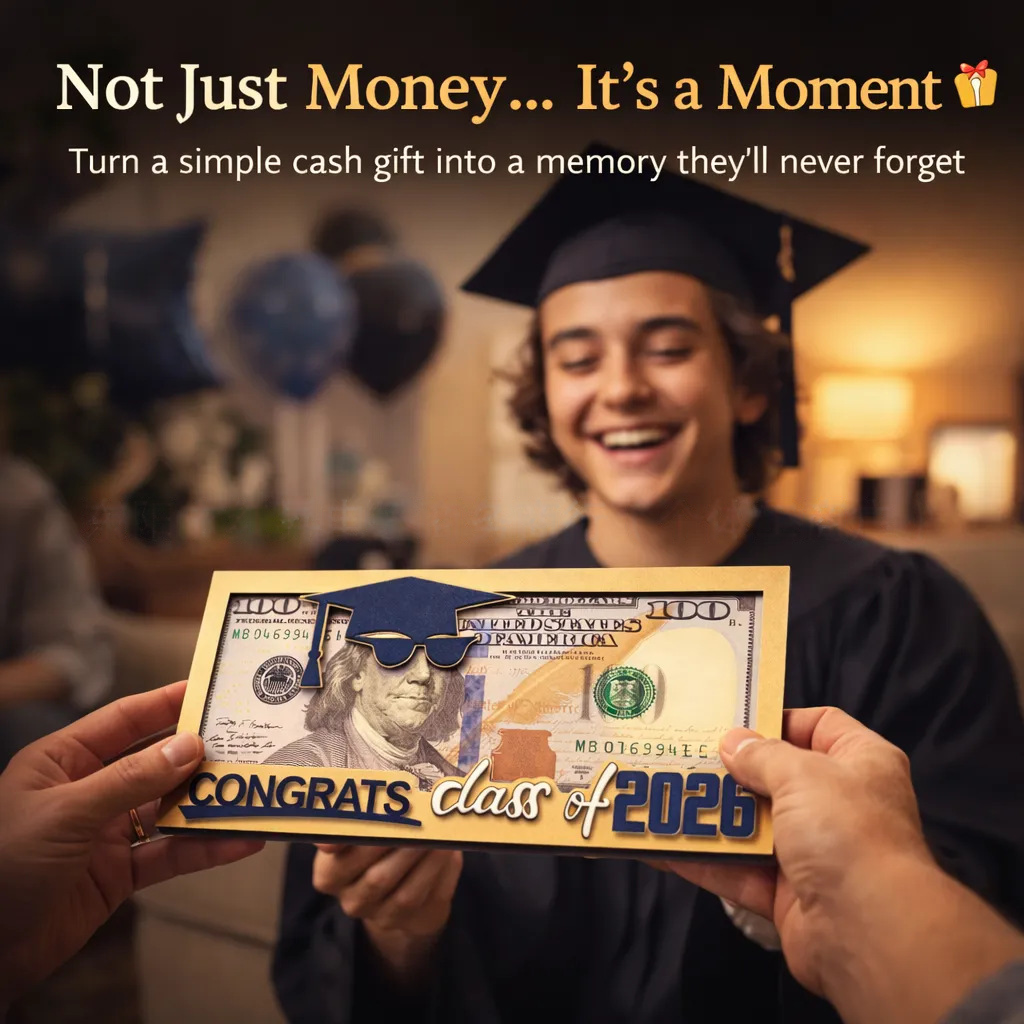 Graduation 2026 Money Holder-Unique Wooden Cash Gift Box for Class of 2026, Creative Graduation Gift for Seniors