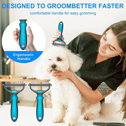 😻🐕Professional Double-Sided Pet Grooming Rake
