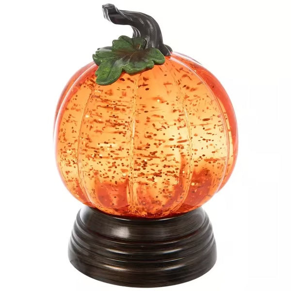 Glitter Lighted Pumpkin Snow Globe