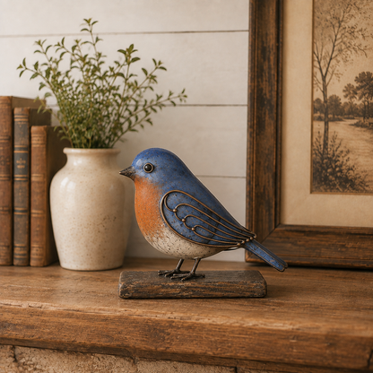Rustic Songbird Figurines – Cardinal, Bluebird & Chickadee Tabletop Decor & Meaningful Gifts