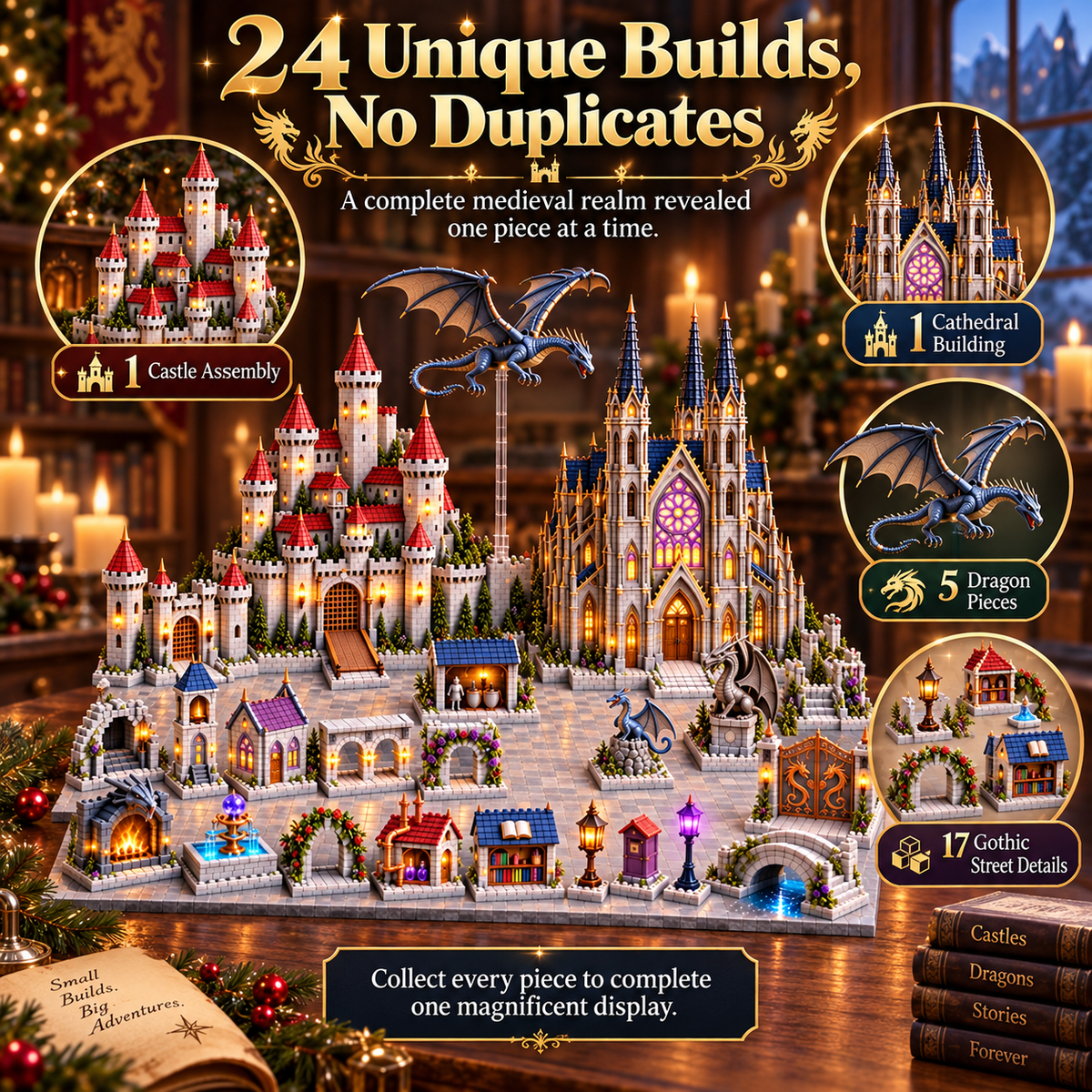 24-day Medieval Magic Dragon Castle Cathedral Advent Calendar