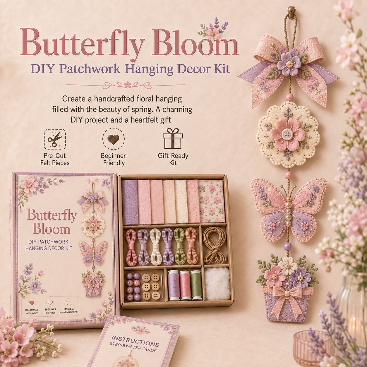 🔥Last Day 49% OFF - ✨🧵 DIY Patchwork Hanging Decor Kit | A Heartfelt Handmade Decoration Full of Love & Memories